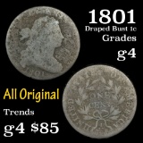 1801 Draped Bust Large Cent 1c Grades g, good