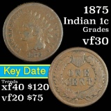 1875 Indian Cent 1c Grades vf++