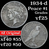 1934-d Peace Dollar $1 Grades vf+