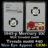 NGC 1945-p Mercury Dime 10c Graded ms66 by NGC