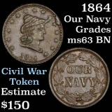 1864 Our Navy Civil War Token Grades Select Unc BN