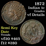 1872 Indian Cent 1c Grades vf details