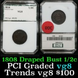 1808 Draped Bust Half Cent 1/2c by PCI