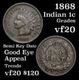 1868 Indian Cent 1c Grades vf, very fine