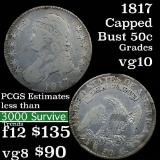 1817 Capped Bust Half Dollar 50c Grades vg+