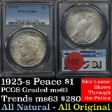 PCGS 1925-s Peace Dollar $1 Graded ms63 by PCGS