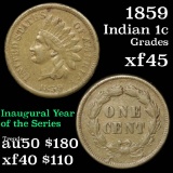 1859 Indian Cent 1c Grades xf+