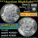 ***Auction Highlight*** 1908-p Barber Half Dollars 50c Graded GEM Unc By USCG (fc)