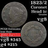 1823/2 Coronet Head Large Cent 1c Grades vg, very good (fc)