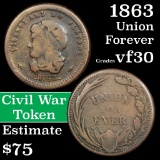 1863 Union For Ever Civil War Token Grades vf++