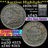 ***Auction Highlight*** 1809/06 Classic Head half cent 1/2c Graded xf+ By USCG (fc)