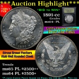 ***Auction Highlight*** 1891-cc Morgan Dollar $1 Graded Choice Unc+ PL by USCG (fc)