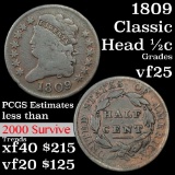 1809 Classic Head half cent 1/2c Grades vf+