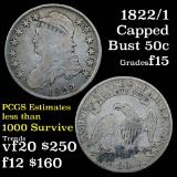 1822/1 Capped Bust Half Dollar 50c Grades f+