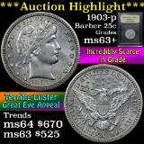 ***Auction Highlight*** 1903-p Barber Quarter 25c Graded Select+ Unc by USCG (fc)