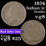 1874 Indian Cent 1c Grades vg, very good