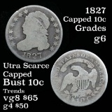 1827 Capped Bust Dime 10c Grades g+