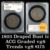 1803 Draped Bust Large Cent 1c graded vg, very good By ACG