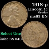 1918-p Lincoln Cent 1c Grades Select Unc BN