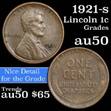 1921-s Lincoln Cent 1c Grades AU, Almost Unc