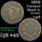 1816 Coronet Head Large Cent 1c Grades vg, very good