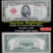 ***Auction Highlight*** 1928E $5 Red Seal United States note Grades Gem CU (fc)