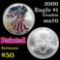 2000 Painted Silver Authentic US Eagle 1 oz .999 Silver Grades ms70, Perfection