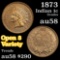 1873 Open 3 Indian Cent 1c Grades Choice AU/BU Slider (fc)