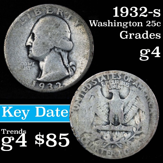 1932-s Washington Quarter 25c Grades g, good