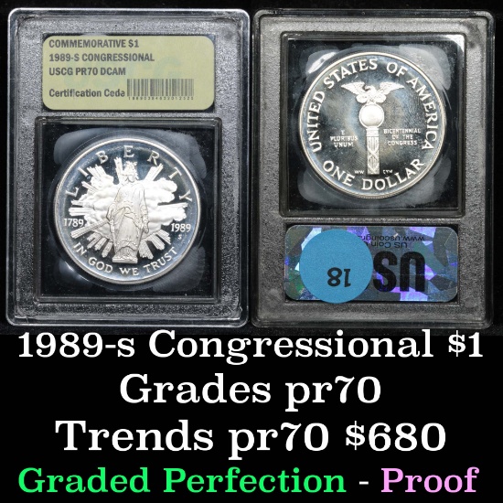 1989-s Congressional Modern Commem Dollar $1 Graded GEM++ Proof Deep Cameo By USCG (fc)