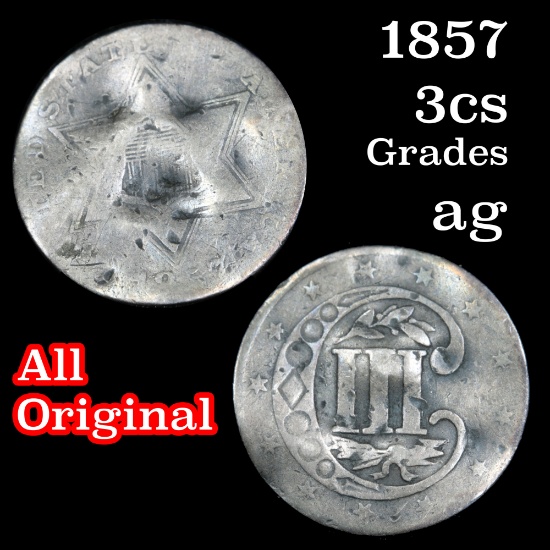 1857 3 Cent Silver 3cs Grades ag, almost good