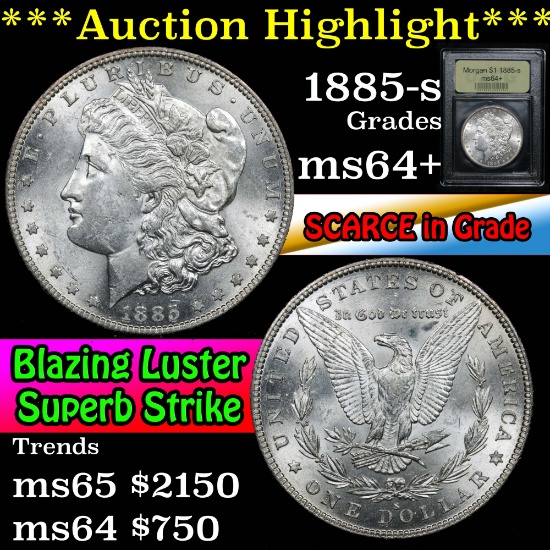 ***Auction Highlight*** 1885-s Morgan Dollar $1 Graded Choice+ Unc By USCG (fc)
