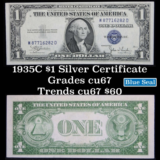1935C $1 Blue seal Silver certificate Grades Gem++ CU