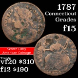 1787 Connecticut Copper Draped Bust Left Colonial 1c Grades f+