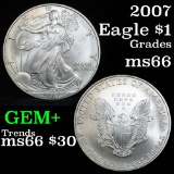 2007 Silver Eagle Dollar $1 Grades GEM+ Unc