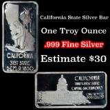 California 31st State Capitol Sacramento - 1 oz Silver Art Bar (.999 Pure)