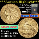 ***Auction Highlight*** 1908-p Gold Indian Quarter Eagle $2 1/2 Graded Choice Unc By USCG (fc)