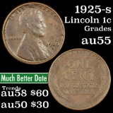 1925-s Lincoln Cent 1c Grades Choice AU