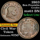 Rare Ben Franklin Civil War Token Civil War Token Grades Select Unc BN (fc)