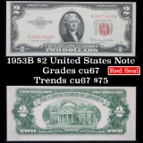 1953B $2 Red seal United States note Grades Gem++ CU