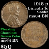 1918-p Lincoln Cent 1c Grades Choice Unc BN
