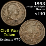 1863 George Washington Civil War Token Grades xf