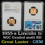 NGC 1955-s Lincoln Cent 1c Graded ms65 RD By NGC