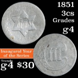 1851 3 Cent Silver 3cs Grades g, good