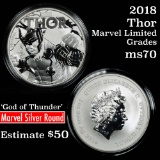 2018 Marvel Thor Limited Edition 1 oz. Silver Round Star Wars Silver round Grades ms70, Perfection