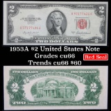 1953A $2 Red seal United States note Grades Gem+ CU