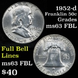 1952-d Franklin Half Dollar 50c Grades Select Unc FBL