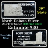 North Dakota 39th State Capitol Bismarck 1 oz Silver Bar (.999 Pure)