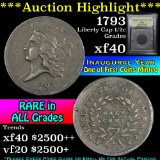 ***Auction Highlight*** 1793 Liberty Cap 1/2c Graded xf by USCG (fc)