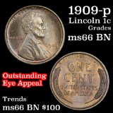 1909-p Lincoln Cent 1c Grades GEM+ Unc BN